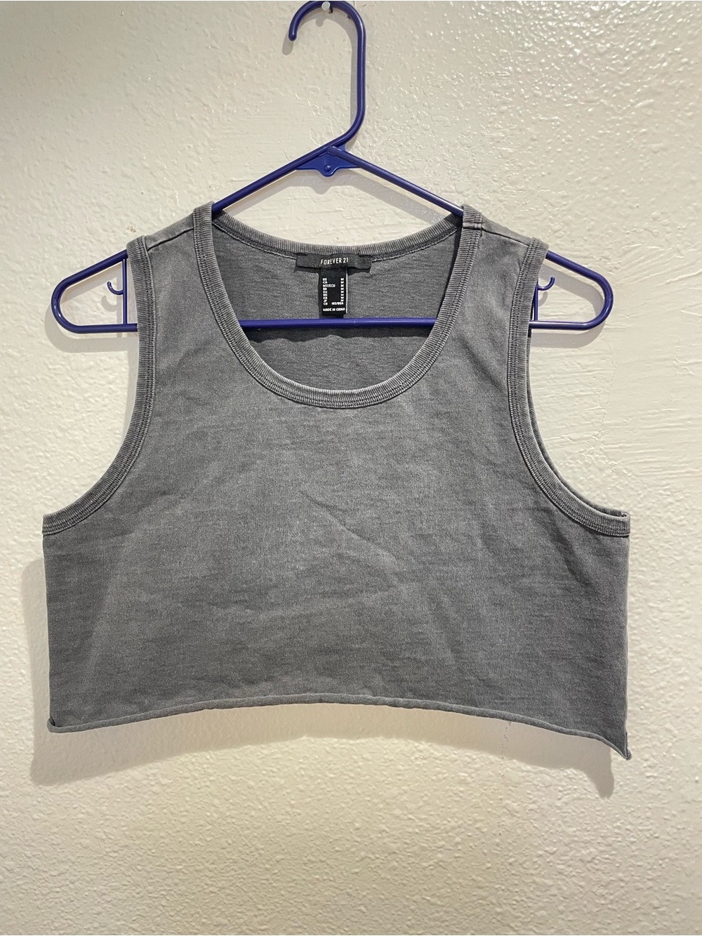 🌪️ Forever 21 Mineral Wash Gray Cropped Tank Top M